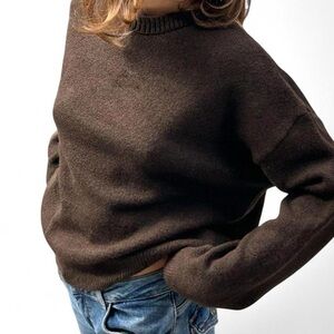 Subdued Crewneck Brown Women's Sweater